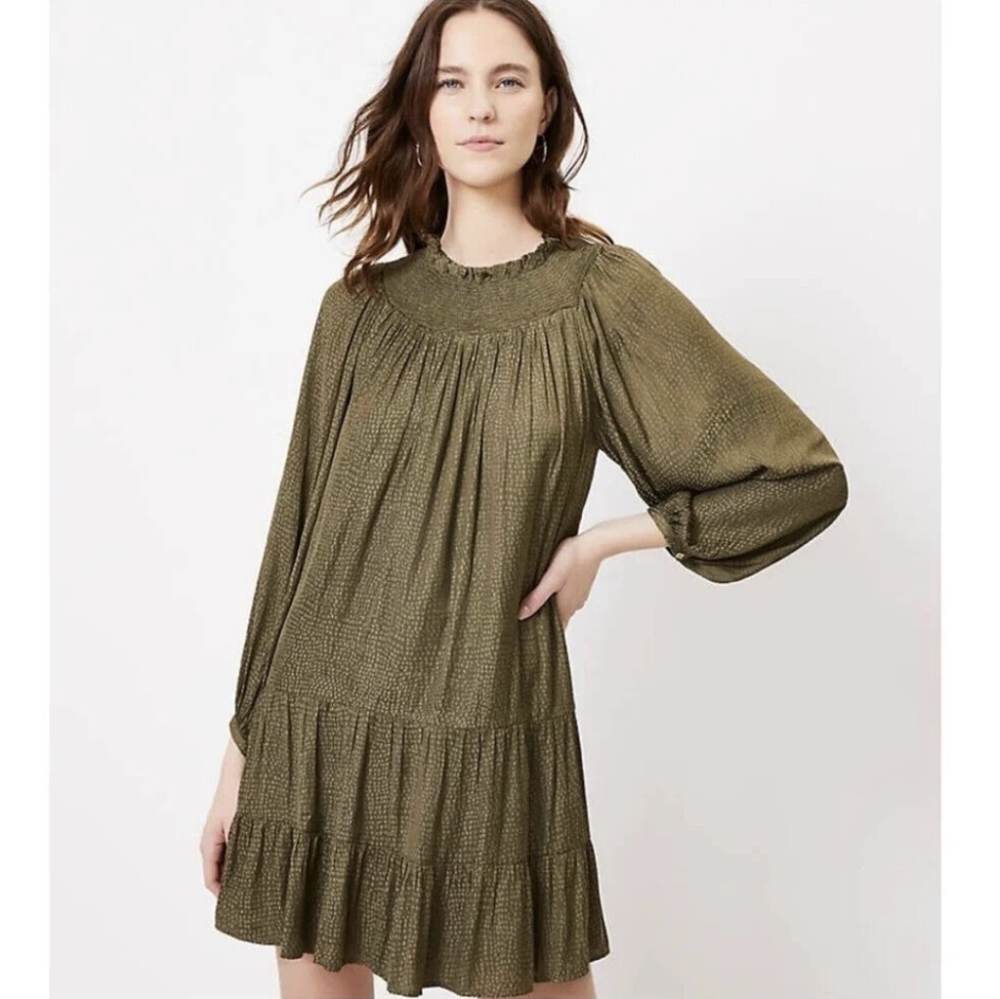 LOFT Smocked Yoke Swing Dress